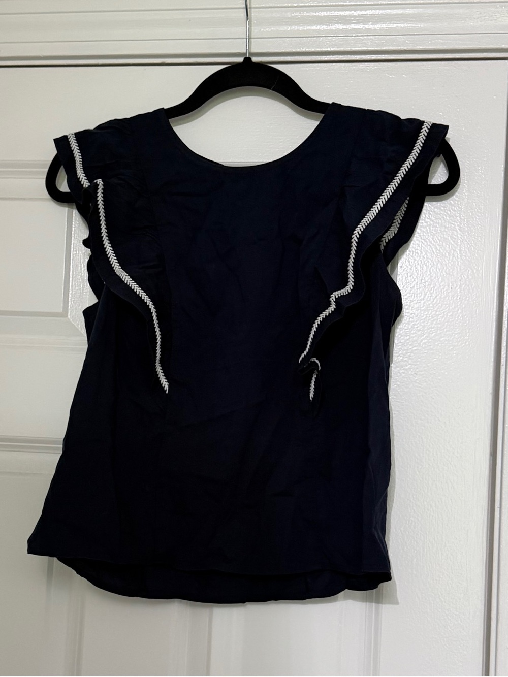 Banana Republic Factory Navy Ruffle Sleeve Blouse